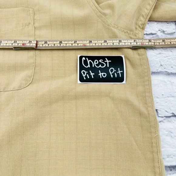 SYNRGY Big Mens Tan Button Up Short Sleeve Shirt 3XL Lightweight Textured